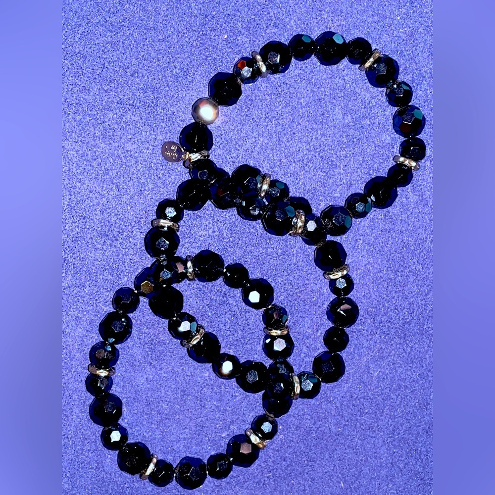 Cookie Lee Set of 3 Black and silver bracelets